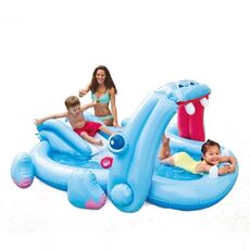 Надувной игровой центр INTEX 57150 Бегемотик с горкой и навесом, 221х188х86 см, от 3 лет