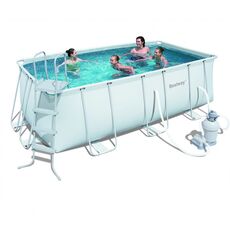 Каркасный прямоугольный бассейн, 201 см х 419 см х 122 см, Bestway 56244S песчаный фильтр 3785л/ч