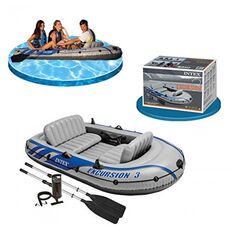 Надувная трехместная лодка 262х157х42см Excursion 3 Set intex 68319 с веслами и насосом